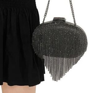 Olga Berg Bria Crystal Fringe Clutch in Black. Gorgeous! New with tags.